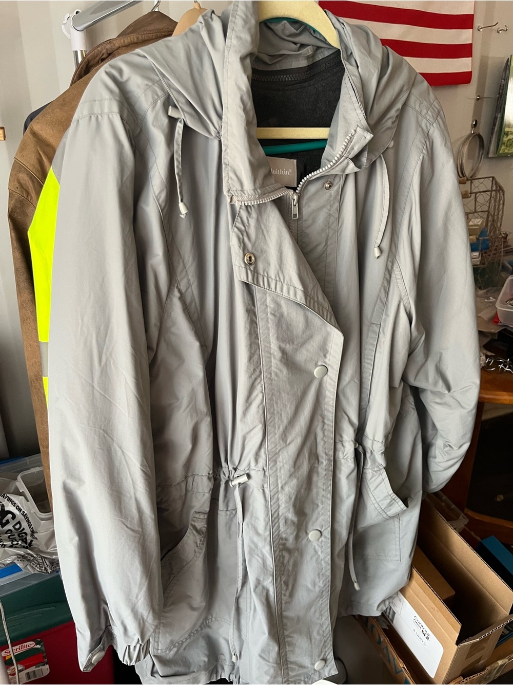 Light Gray Womans Hooded Parka Jacket